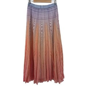 Anthropologie Geisha Designs Dawn Ombre Pleated Maxi Skirt 6 Boho Festival